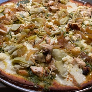 Pesto Chicken Cauliflower Pizza